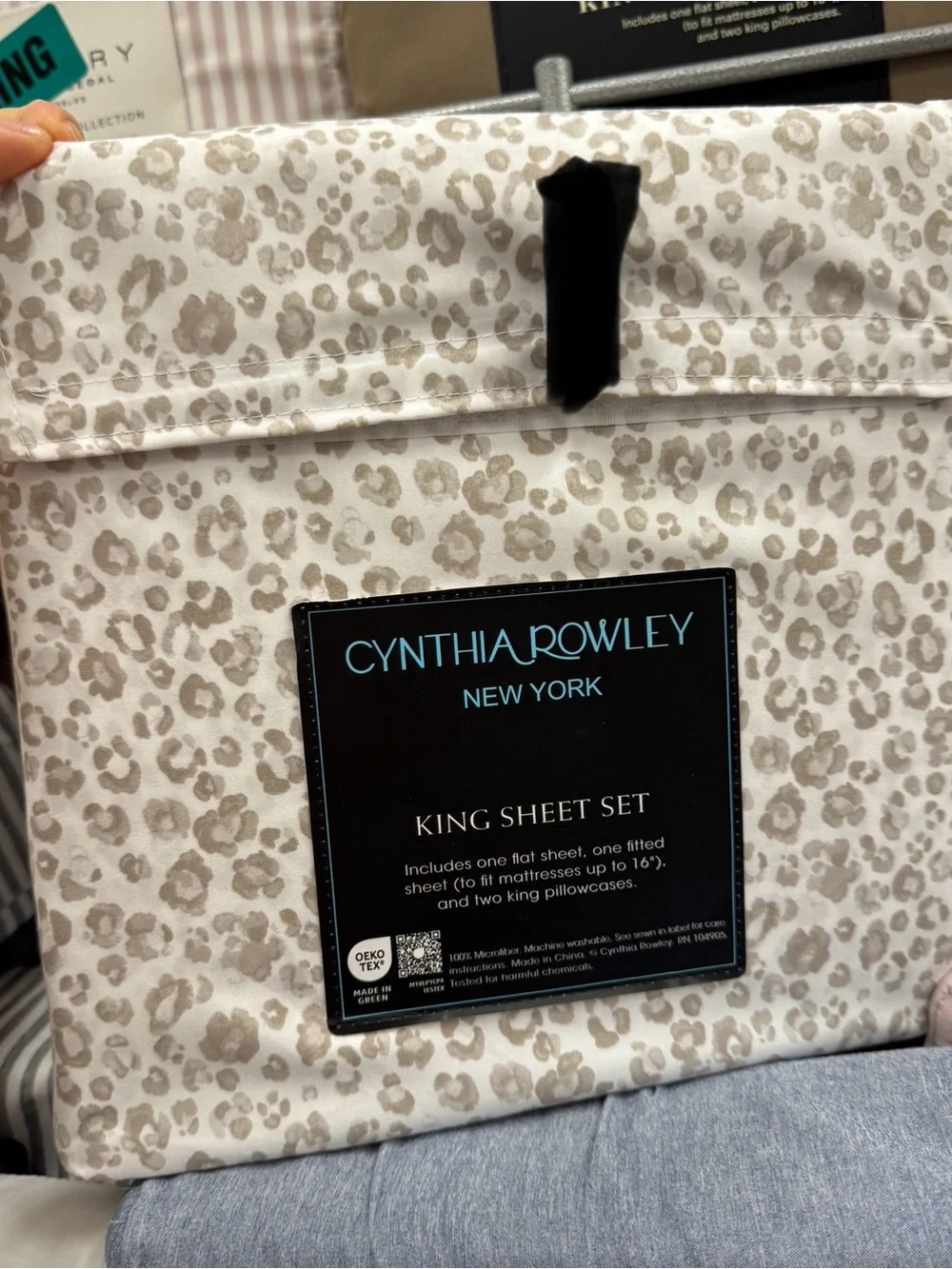 Cynthia Rowley Taupe Leopard King Sheet Set
